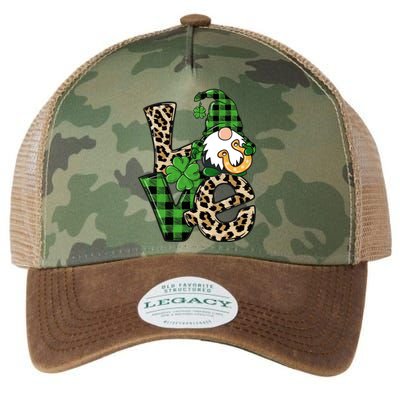 Love St Patricks Day Leopard Checkered Irish Gnome Legacy Tie Dye Trucker Hat