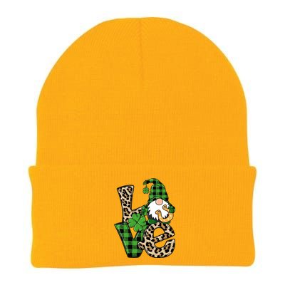 Love St Patricks Day Leopard Checkered Irish Gnome Knit Cap Winter Beanie