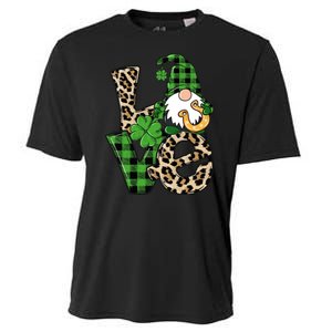 Love St Patricks Day Leopard Checkered Irish Gnome Cooling Performance Crew T-Shirt