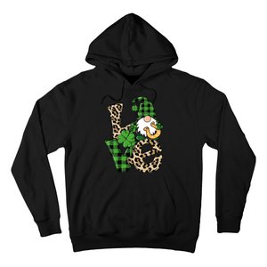 Love St Patricks Day Leopard Checkered Irish Gnome Hoodie