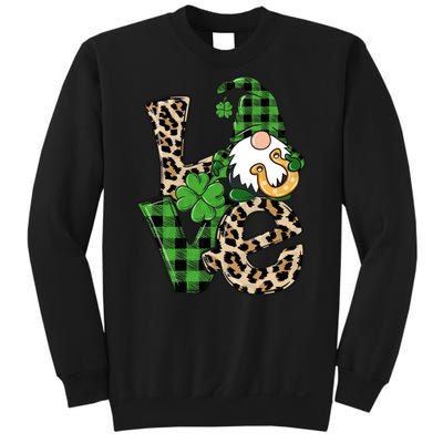 Love St Patricks Day Leopard Checkered Irish Gnome Sweatshirt