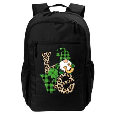 Love St Patricks Day Leopard Checkered Irish Gnome Daily Commute Backpack