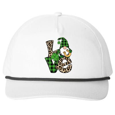 Love St Patricks Day Leopard Checkered Irish Gnome Snapback Five-Panel Rope Hat