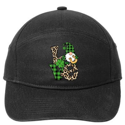 Love St Patricks Day Leopard Checkered Irish Gnome 7-Panel Snapback Hat