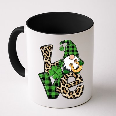 Love St Patricks Day Leopard Checkered Irish Gnome Mug