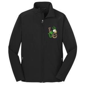 Love St Patricks Day Leopard Checkered Irish Gnome Core Soft Shell Jacket