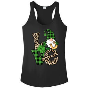 Love St Patricks Day Leopard Checkered Irish Gnome Ladies PosiCharge Competitor Racerback Tank