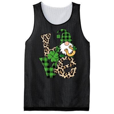 Love St Patricks Day Leopard Checkered Irish Gnome Mesh Reversible Basketball Jersey Tank