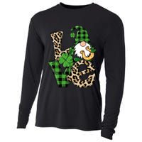 Love St Patricks Day Leopard Checkered Irish Gnome Cooling Performance Long Sleeve Crew
