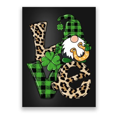 Love St Patricks Day Leopard Checkered Irish Gnome Poster