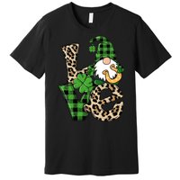 Love St Patricks Day Leopard Checkered Irish Gnome Premium T-Shirt