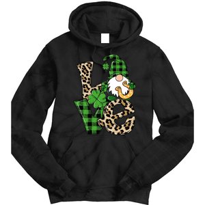 Love St Patricks Day Leopard Checkered Irish Gnome Tie Dye Hoodie