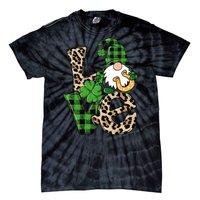 Love St Patricks Day Leopard Checkered Irish Gnome Tie-Dye T-Shirt