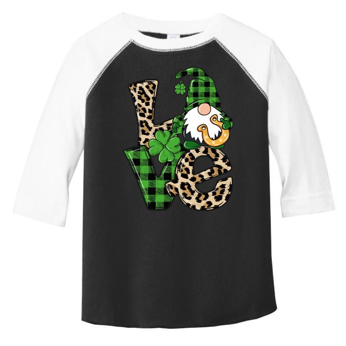 Love St Patricks Day Leopard Checkered Irish Gnome Toddler Fine Jersey T-Shirt