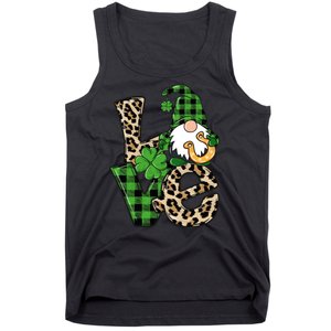 Love St Patricks Day Leopard Checkered Irish Gnome Tank Top