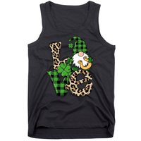 Love St Patricks Day Leopard Checkered Irish Gnome Tank Top