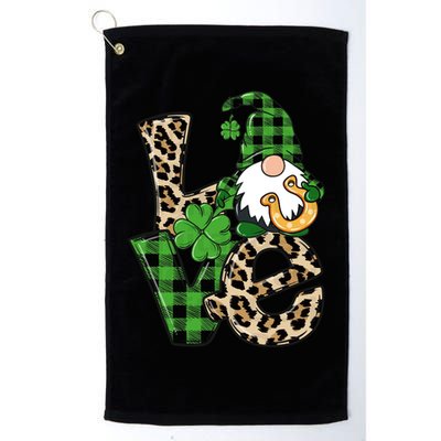 Love St Patricks Day Leopard Checkered Irish Gnome Golf Towel