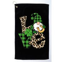 Love St Patricks Day Leopard Checkered Irish Gnome Golf Towel