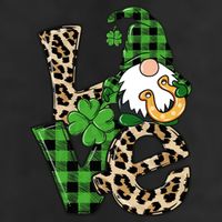 Love St Patricks Day Leopard Checkered Irish Gnome Golf Towel