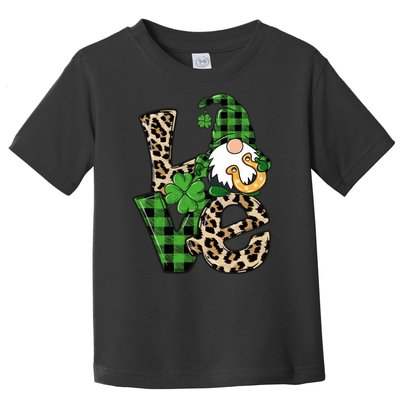 Love St Patricks Day Leopard Checkered Irish Gnome Toddler T-Shirt