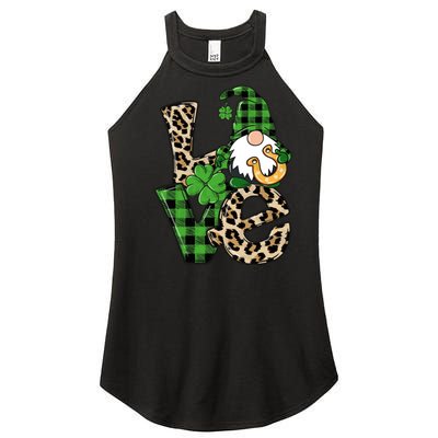 Love St Patricks Day Leopard Checkered Irish Gnome Women’s Perfect Tri Rocker Tank