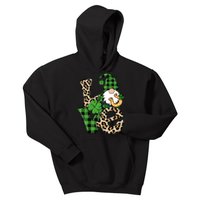 Love St Patricks Day Leopard Checkered Irish Gnome Kids Hoodie