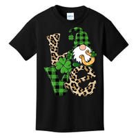 Love St Patricks Day Leopard Checkered Irish Gnome Kids T-Shirt