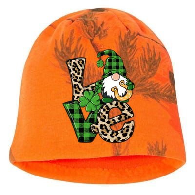 Love St Patricks Day Leopard Checkered Irish Gnome Kati - Camo Knit Beanie