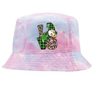 Love St Patricks Day Leopard Checkered Irish Gnome Tie-Dyed Bucket Hat