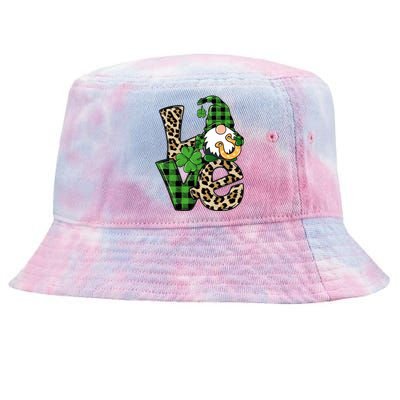 Love St Patricks Day Leopard Checkered Irish Gnome Tie-Dyed Bucket Hat