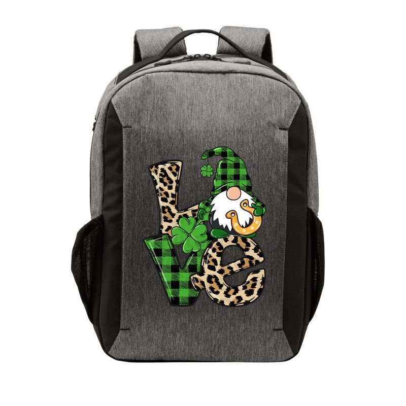 Love St Patricks Day Leopard Checkered Irish Gnome Vector Backpack