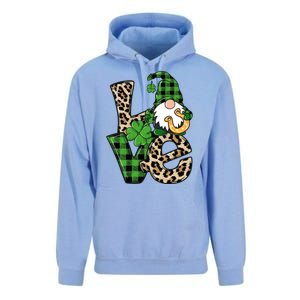 Love St Patricks Day Leopard Checkered Irish Gnome Unisex Surf Hoodie