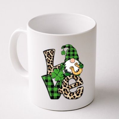 Love St Patricks Day Leopard Checkered Irish Gnome Coffee Mug