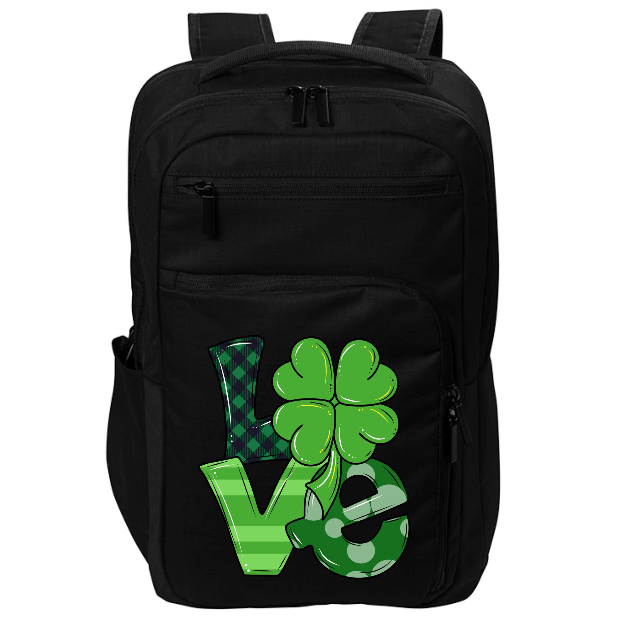 Love St Patricks Day Pattys Irish Clover Impact Tech Backpack