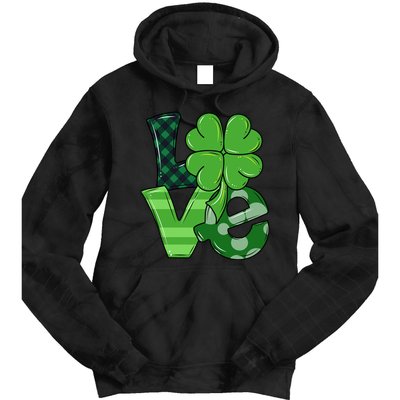 Love St Patricks Day Pattys Irish Clover Tie Dye Hoodie