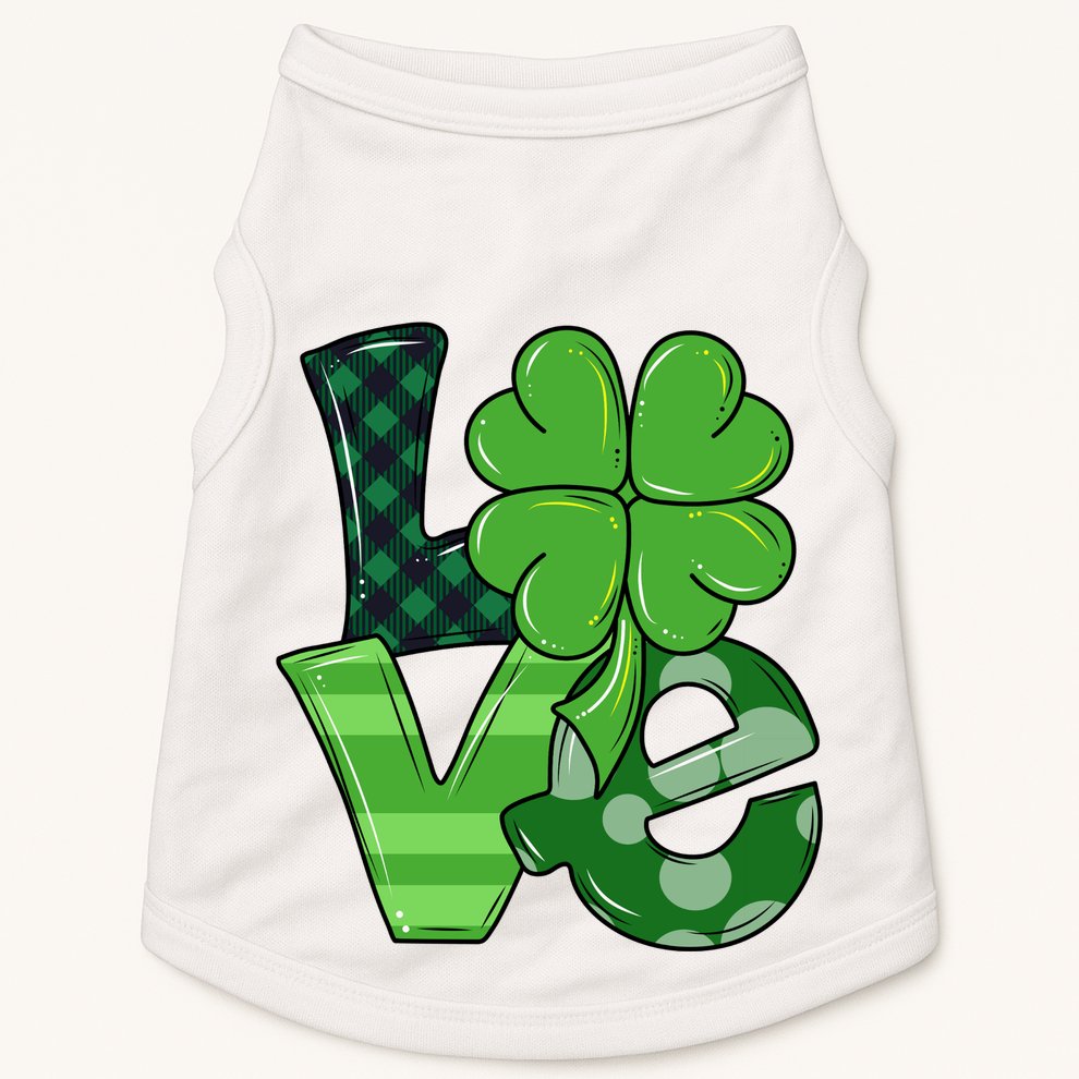 Love St Patricks Day Pattys Irish Clover Doggie Tank