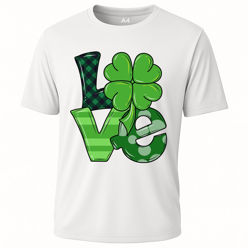 Love St Patricks Day Pattys Irish Clover Cooling Performance Crew T-Shirt