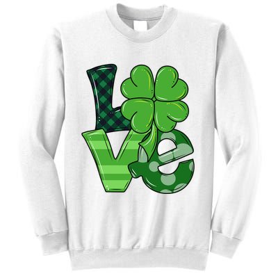 Love St Patricks Day Pattys Irish Clover Sweatshirt