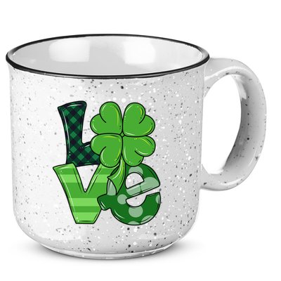 Love St Patricks Day Pattys Irish Clover 15oz Campfire Ceramic Mug