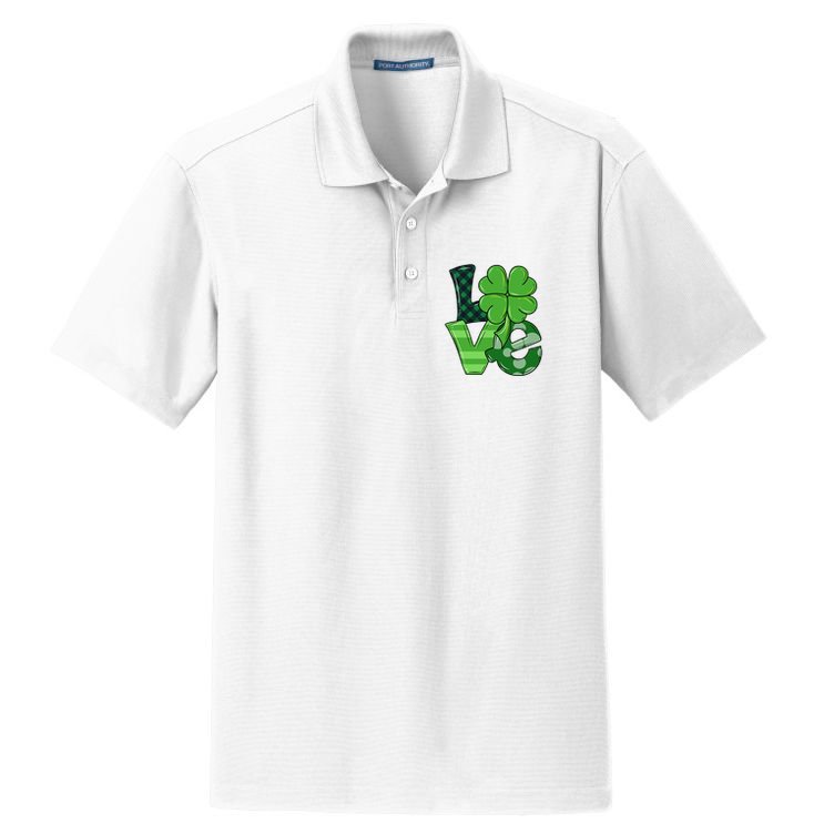 Love St Patricks Day Pattys Irish Clover Dry Zone Grid Polo