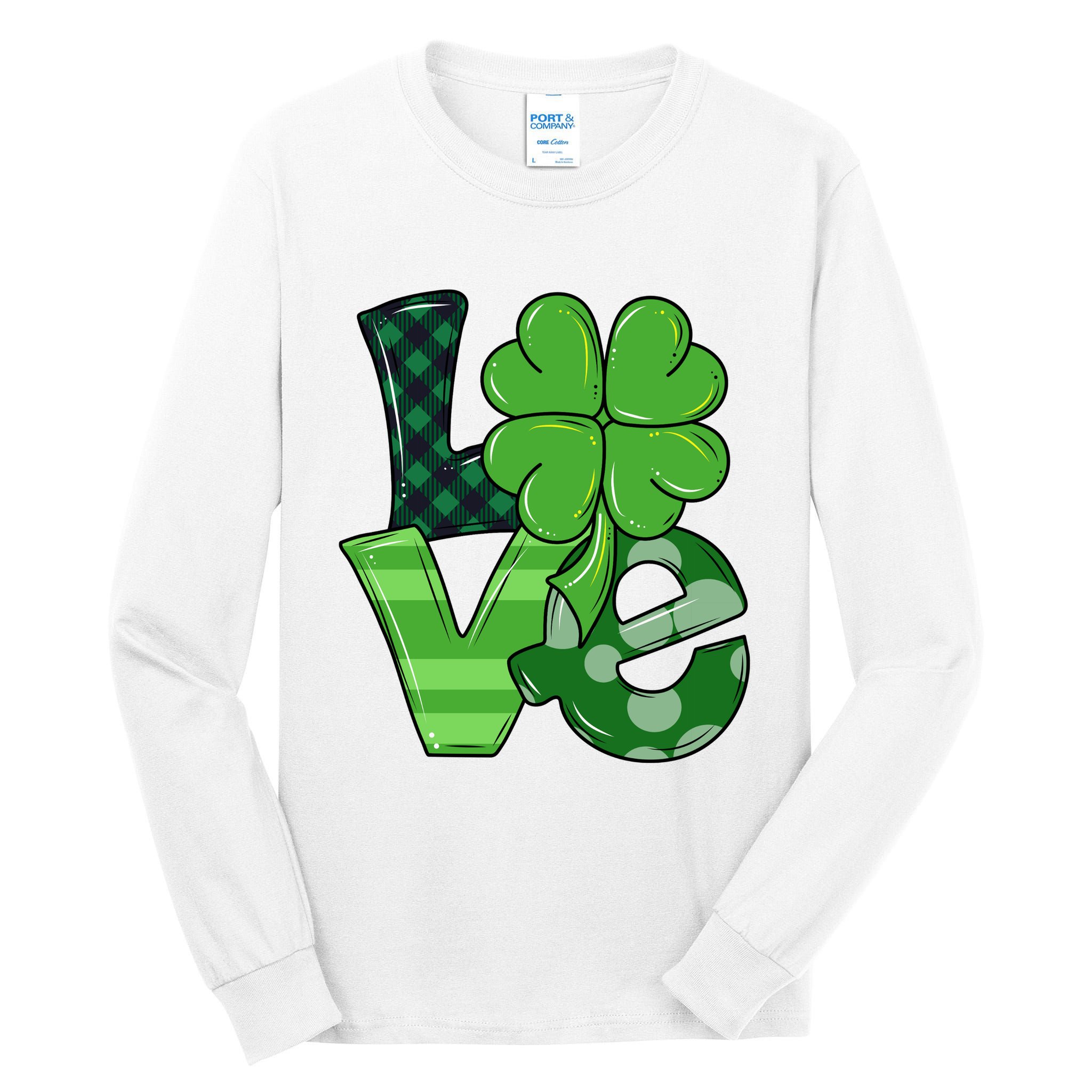 Love St Patricks Day Pattys Irish Clover Tall Long Sleeve T-Shirt