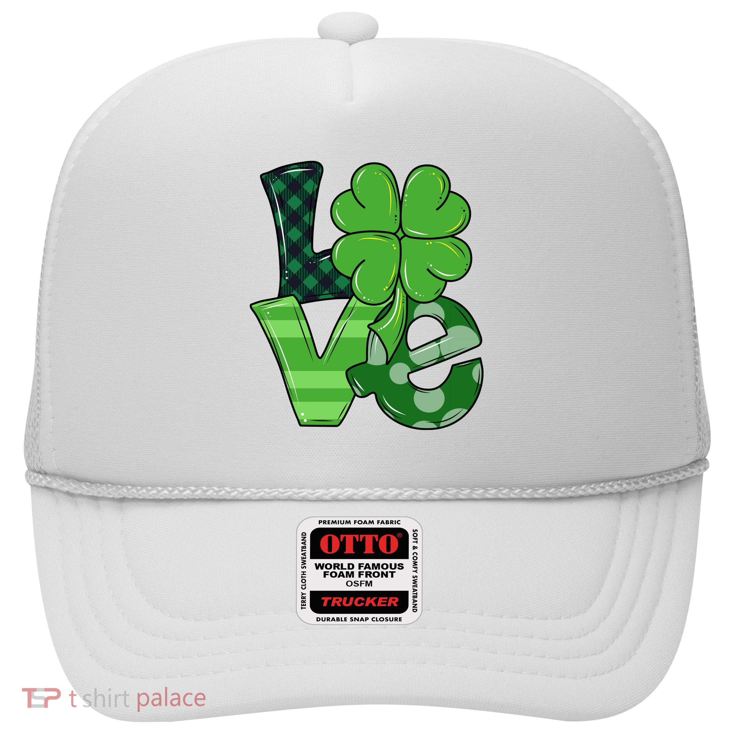 Love St Patricks Day Pattys Irish Clover Trucker Hat