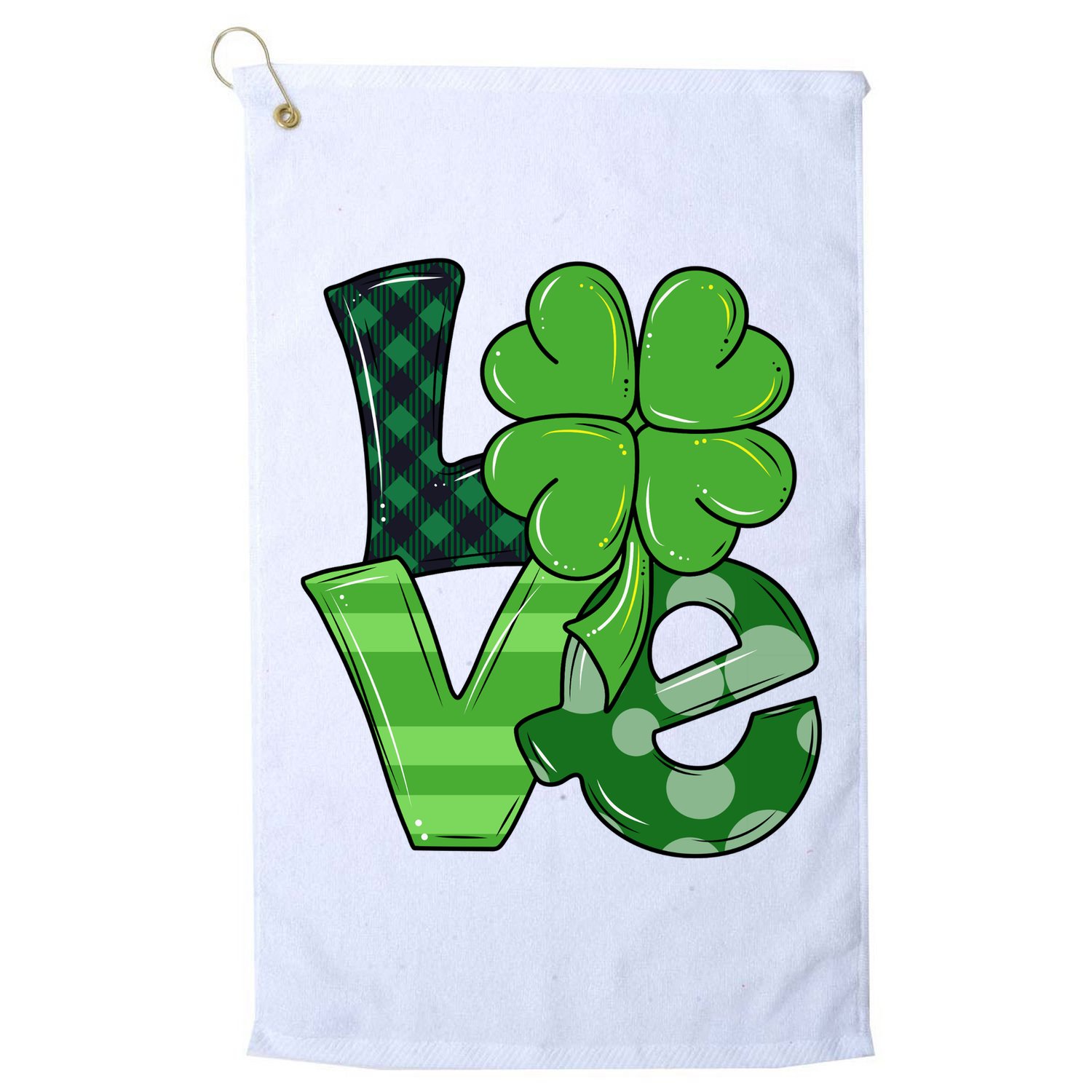 Love St Patricks Day Pattys Irish Clover Golf Towel
