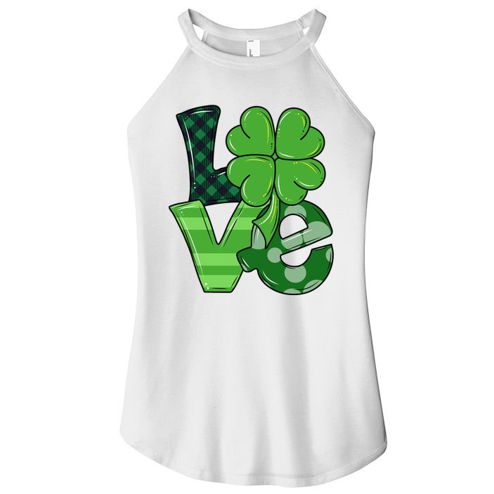Love St Patricks Day Pattys Irish Clover Women's Perfect Tri Rocker Tank