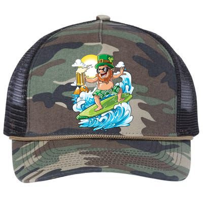 Leprechaun St Patricks Day Hawaiian Hawaii Surfing Beer Gift Retro Rope Trucker Hat Cap