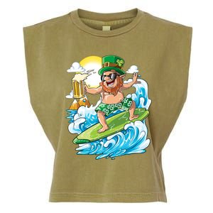 Leprechaun St Patricks Day Hawaiian Hawaii Surfing Beer Gift Garment-Dyed Women's Muscle Tee