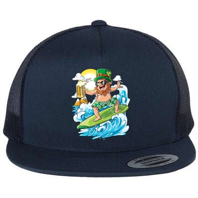 Leprechaun St Patricks Day Hawaiian Hawaii Surfing Beer Gift Flat Bill Trucker Hat