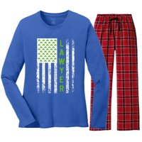 Lawyer St Patricks Day Flag Gift Lawyer Funny Gift Attorney Outfit Meaningful Gi Women's Long Sleeve Flannel Pajama Set 