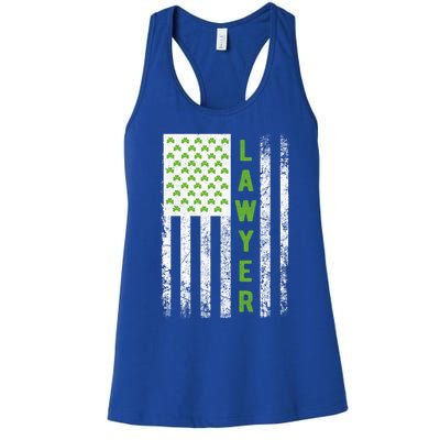 Lawyer St Patricks Day Flag Gift Lawyer Funny Gift Attorney Outfit Meaningful Gi Women's Racerback Tank