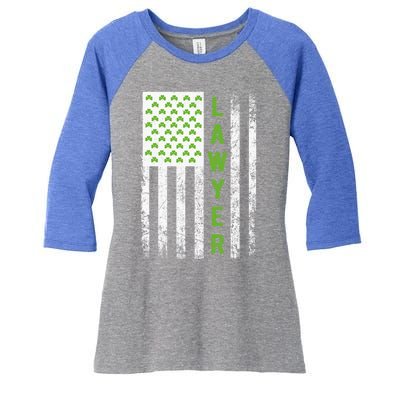 Lawyer St Patricks Day Flag Gift Lawyer Funny Gift Attorney Outfit Meaningful Gi Women's Tri-Blend 3/4-Sleeve Raglan Shirt